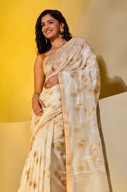 Embroidered Silk Cotton Saree